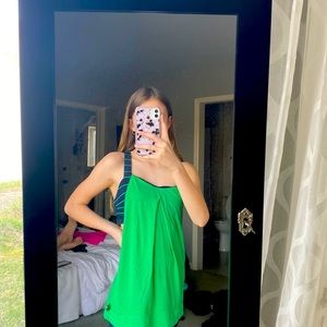 Lululemon green and navy tank top with open back. Size 6